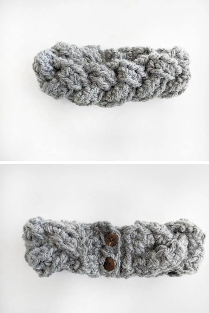 the backside of the crochet braided headband