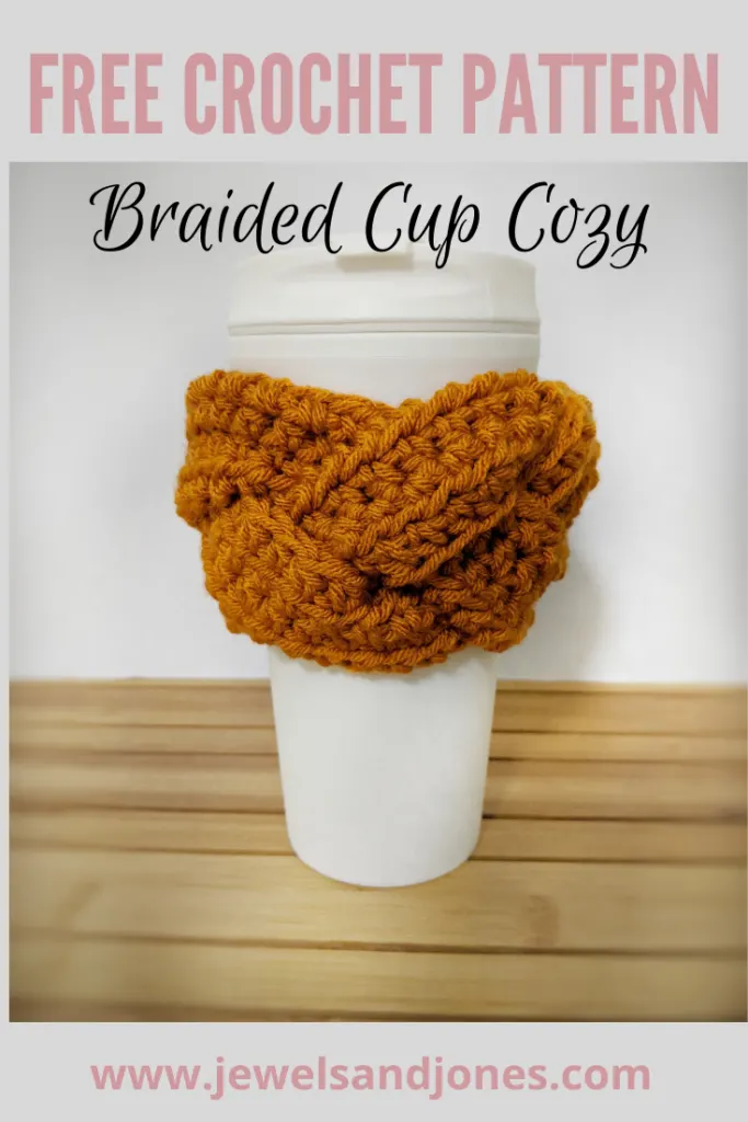 FREE braided crochet cup cozy