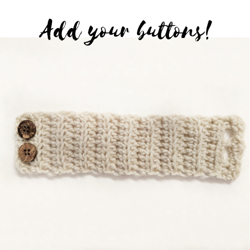 add your buttons to your crochet cozy
