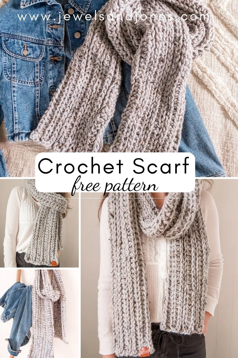 A super bulky weight crochet scarf.