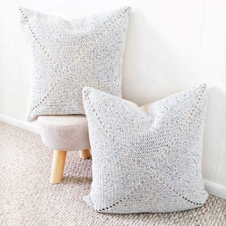 a cotton granny square cushion cover