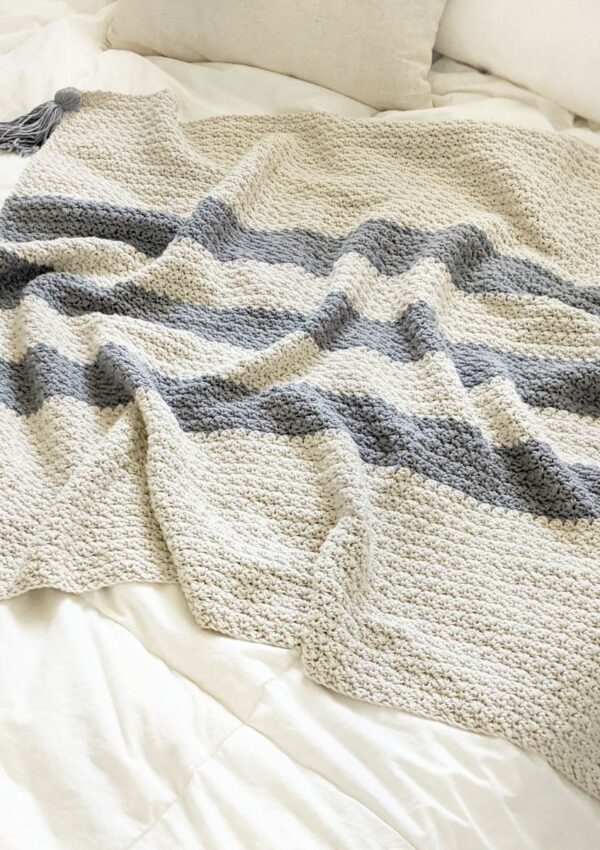 Modern Striped Crochet Baby Blanket – Free Pattern