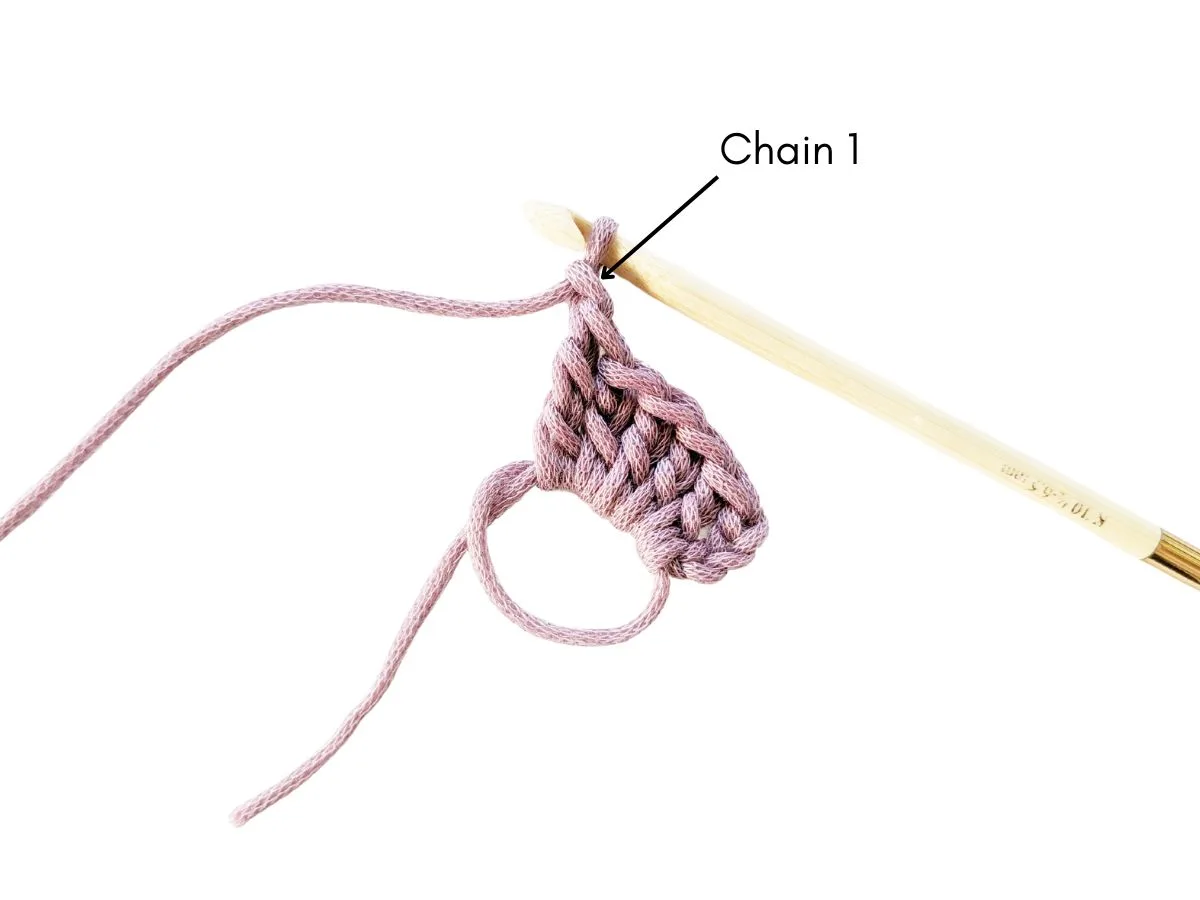 A treble crochet and chain 1.