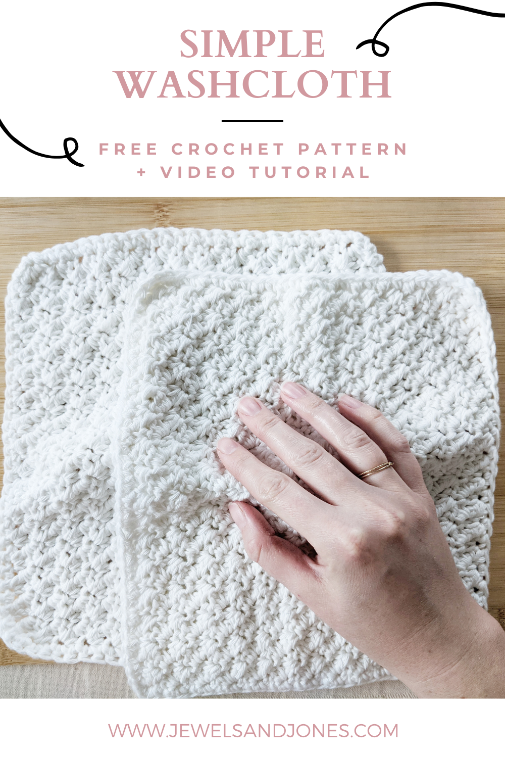 Crochet Cotton Washcloth Free Pattern and Video Tutorial Jewels and