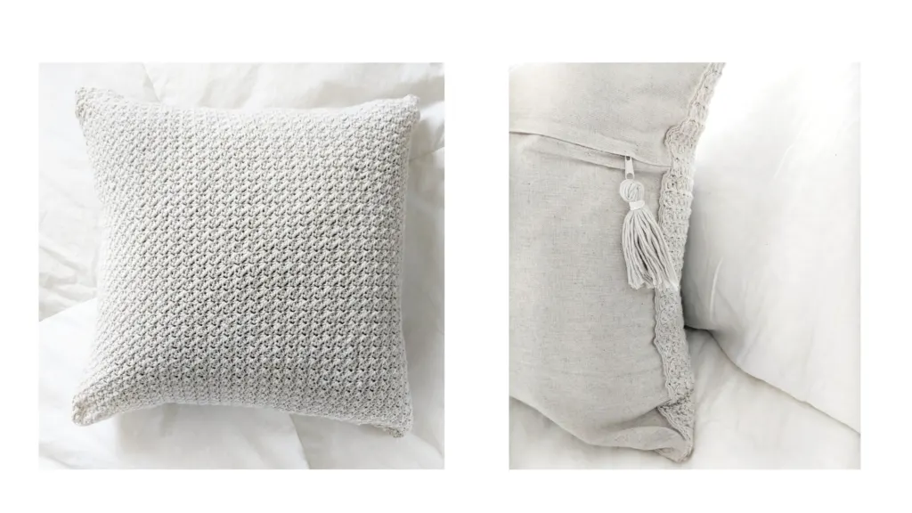 farmhouse bamboo cotton yarn crochet pillow