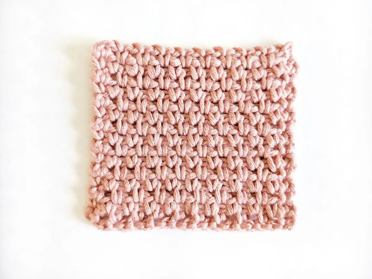 A swatch of the moss stitch square.