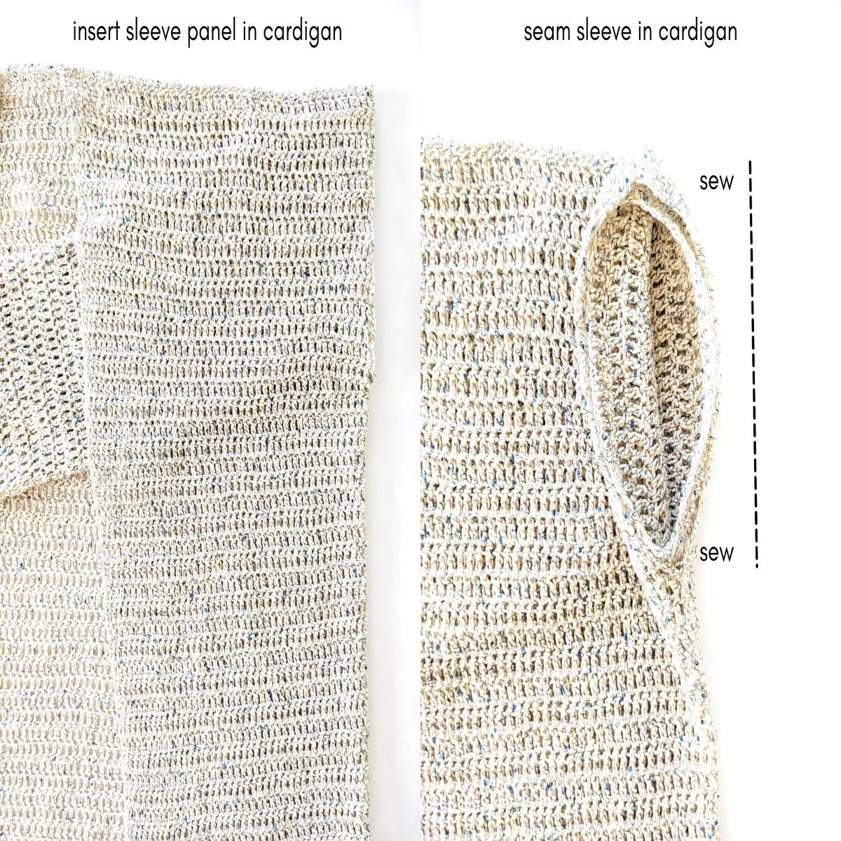 sewing your sleeve onto your cotton cardigan