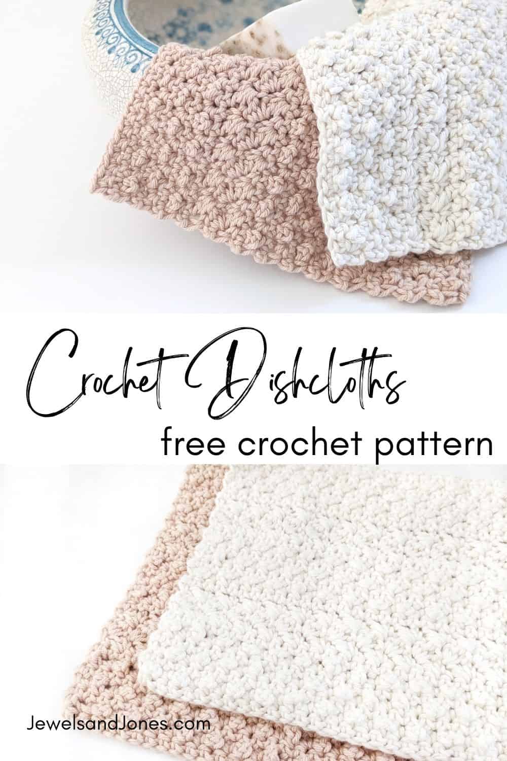 Pinnable image for rustic crochet dishcloths