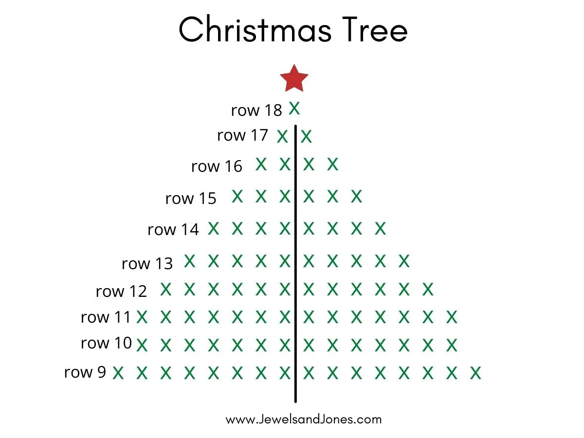 embroidered crochet Christmas tree template