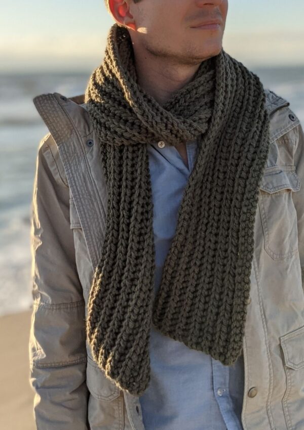 free chunky ribbed men's crochet scarf pattern
