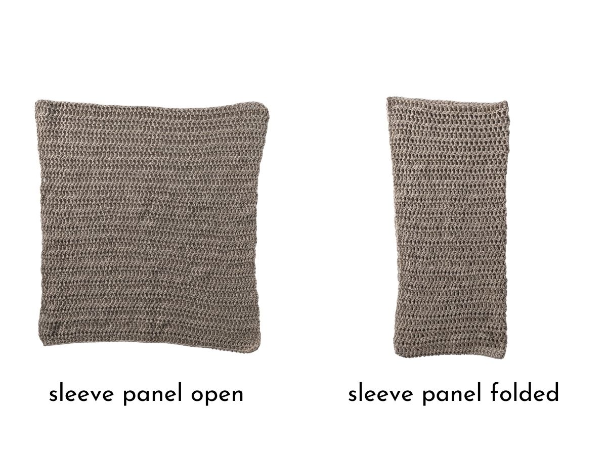 Image shows how a crochet sleeve panel.