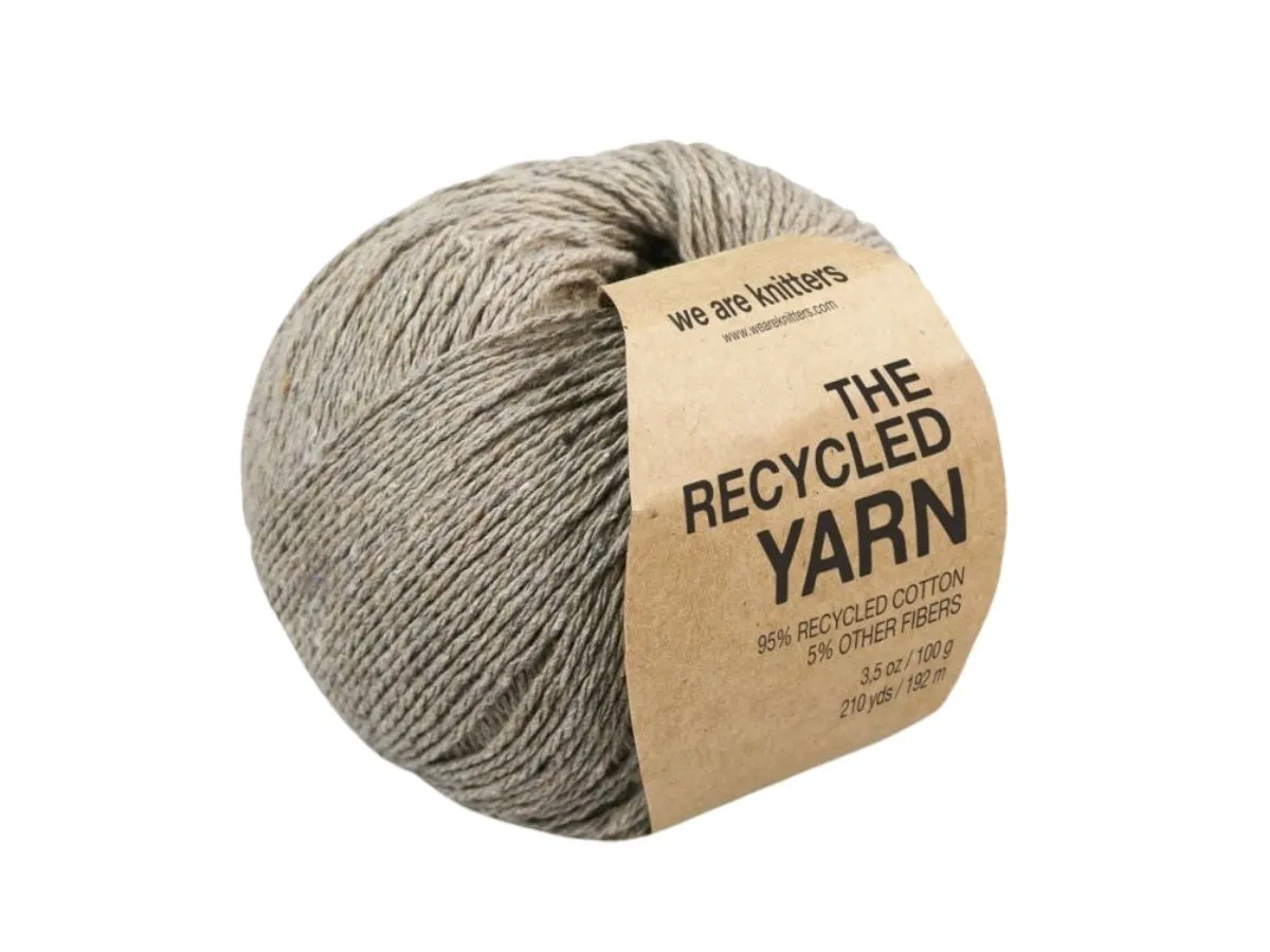 A brown ball of We Are Knitters Recycled Yarn