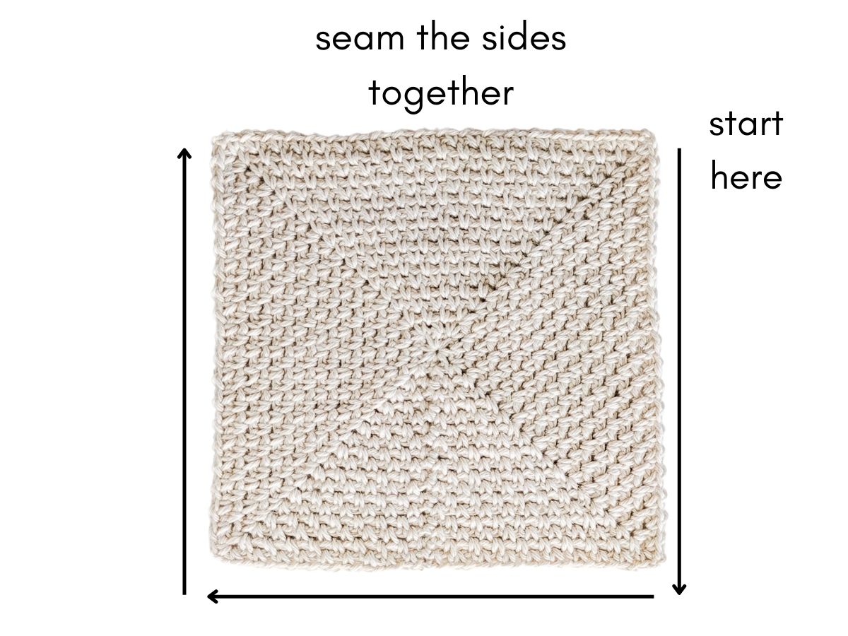 Seaming your crochet squares together.