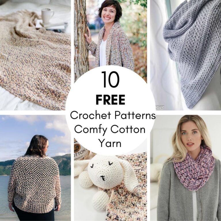 10 Free Crochet Patterns that use Lion Brand Comfy Cotton blend Yarn.