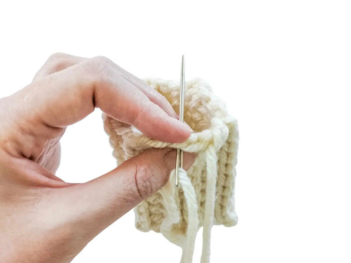 How to cinch your crochet tube together.