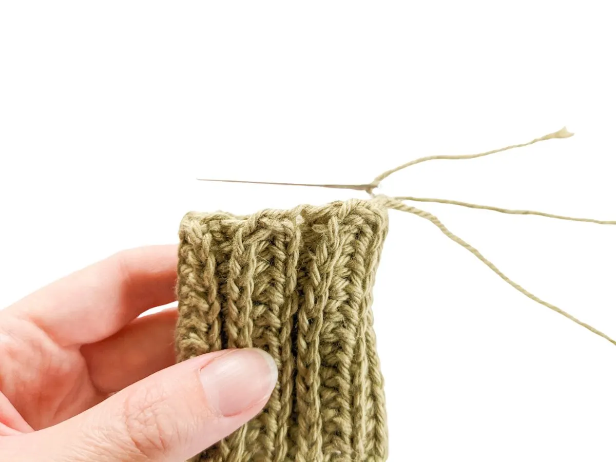 How to close your mini crochet tube up with a darning needle. 