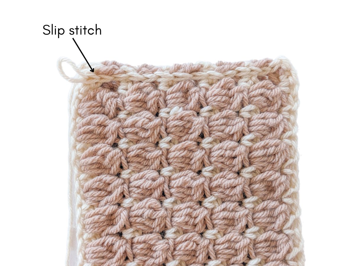 A slip stitch border on a crochet scarf. 
