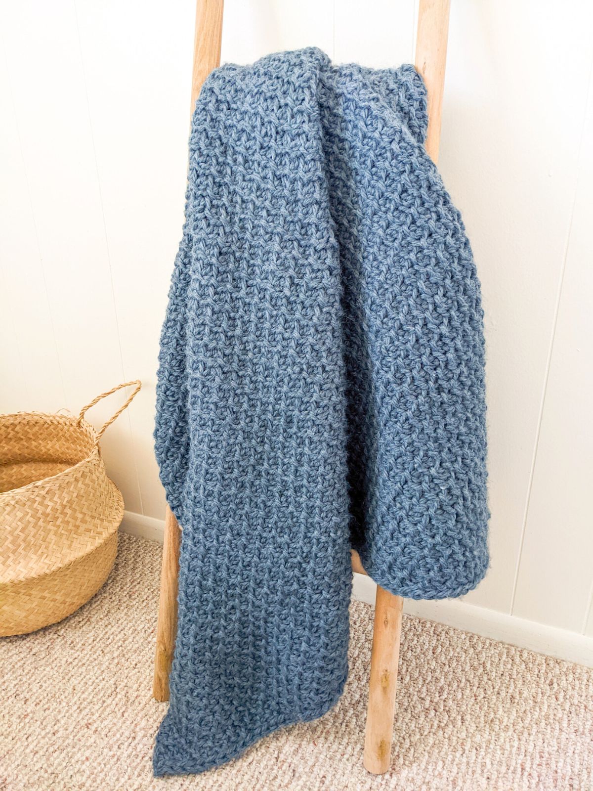 Tunisian crochet blanket pattern that uses Lion Brand Re-Spun Thick Quick Yarn