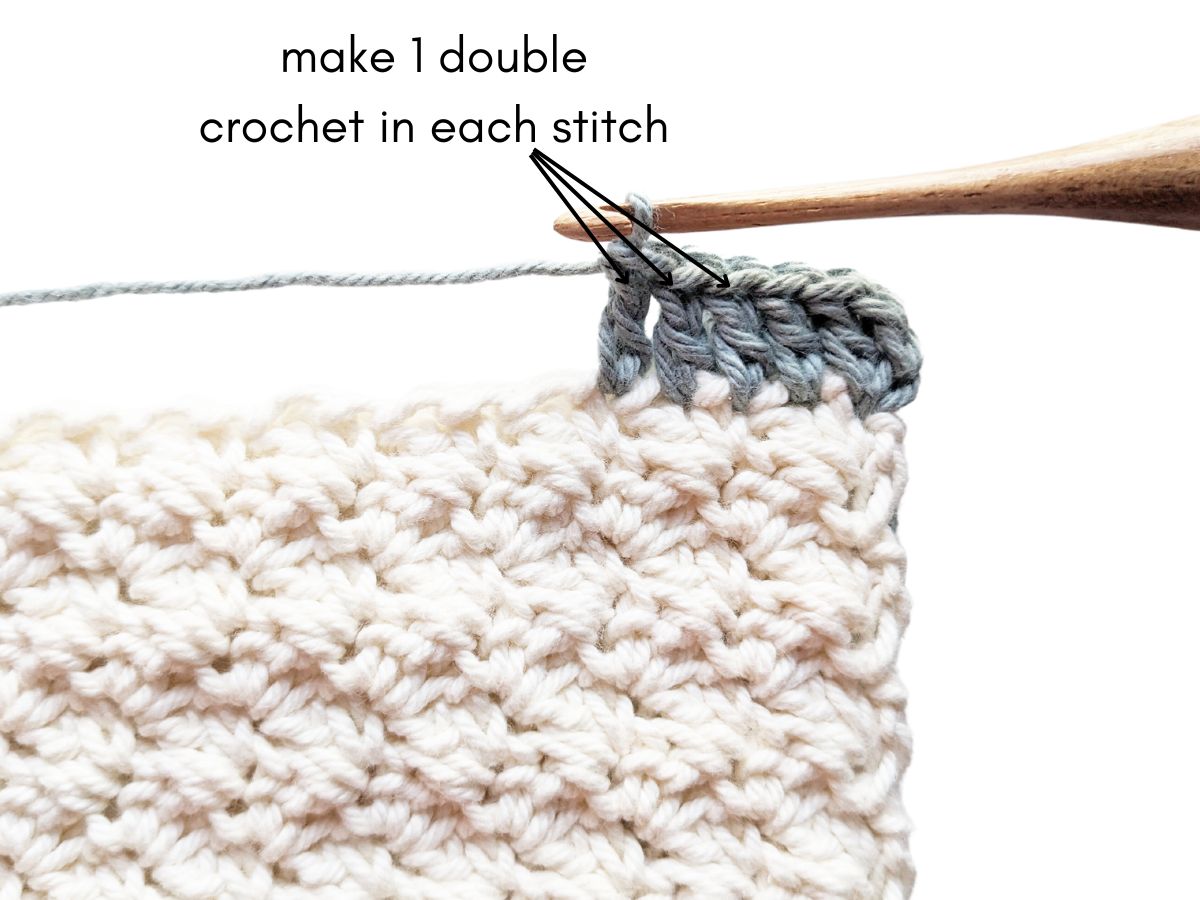 Adding a double crochet stitch to a border.