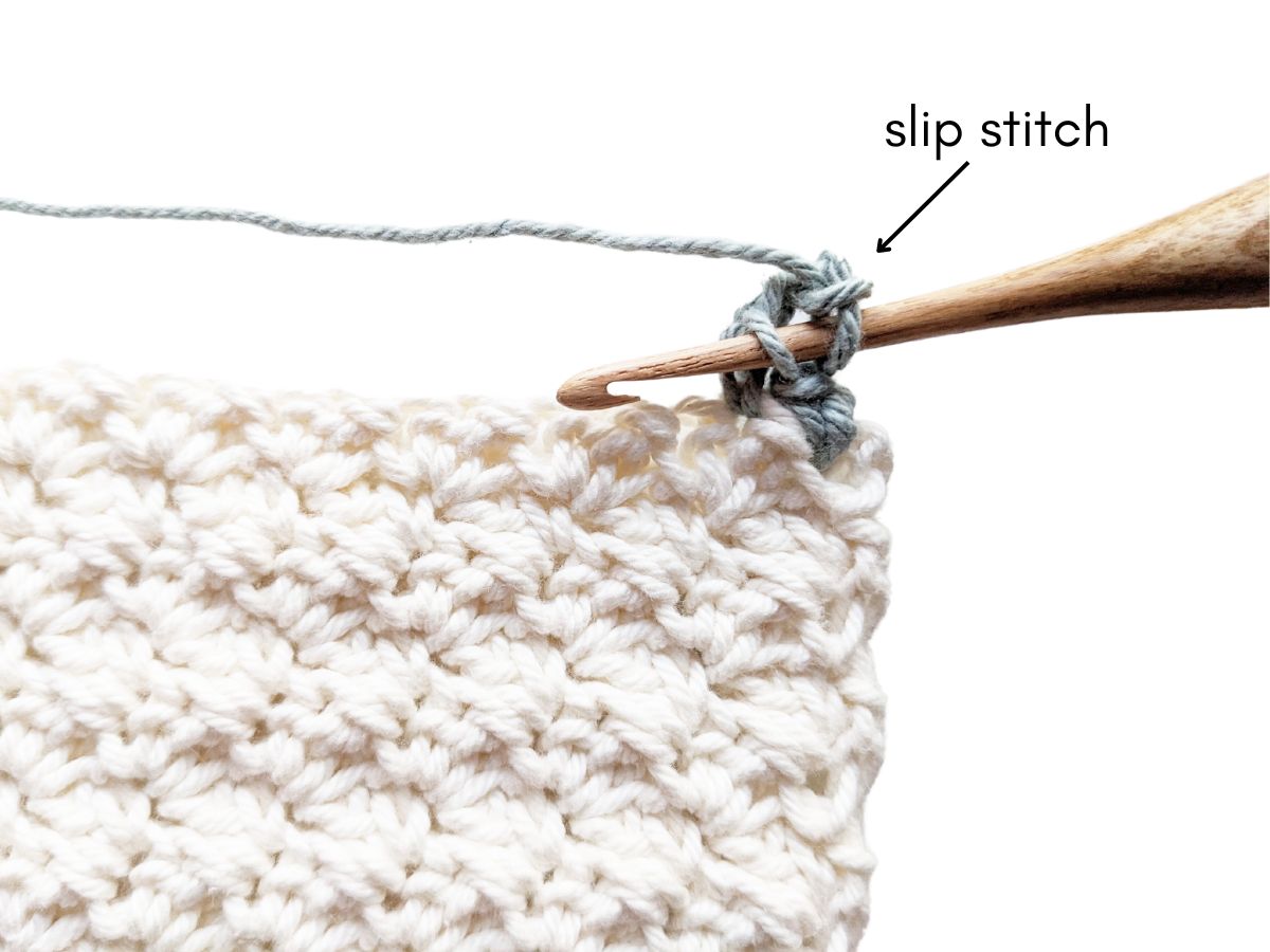 Third step in the picot stitch border tutorial.