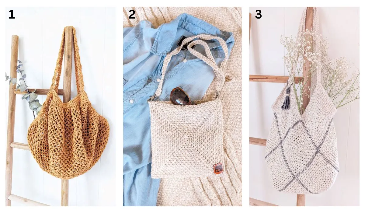 Three different free crochet bag patterns you can make for yourself.