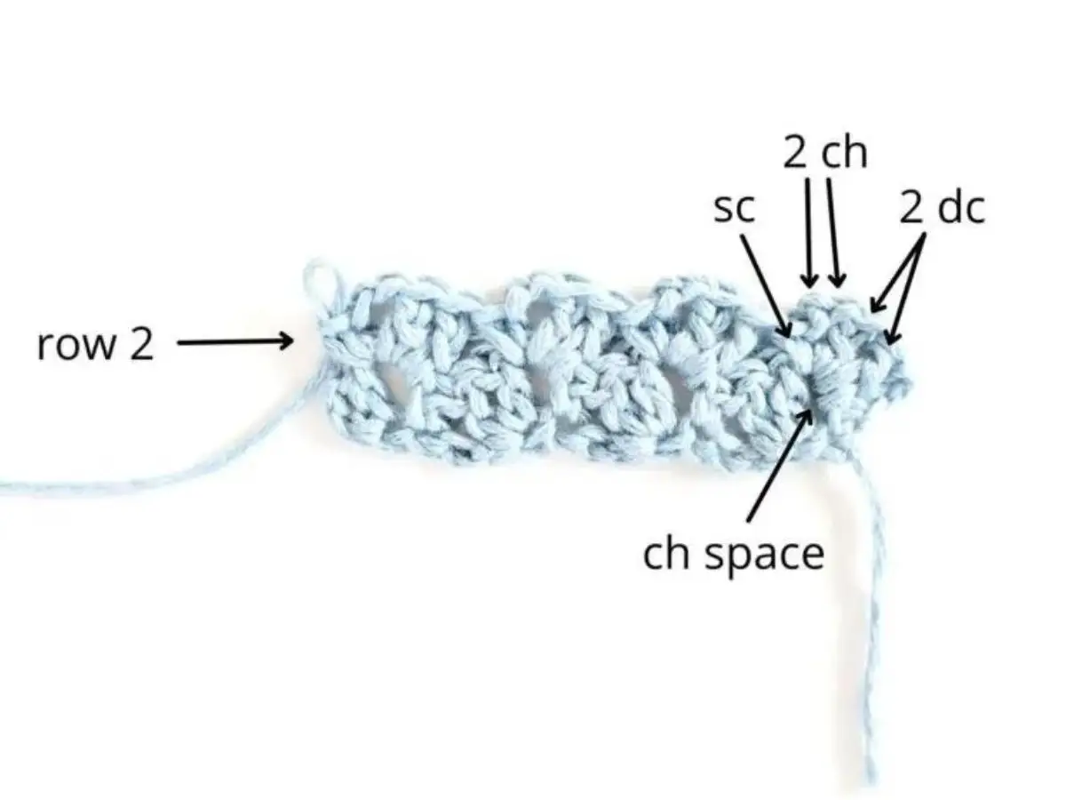 Image shows the second row for the Reverse Blanket Stitch pattern.