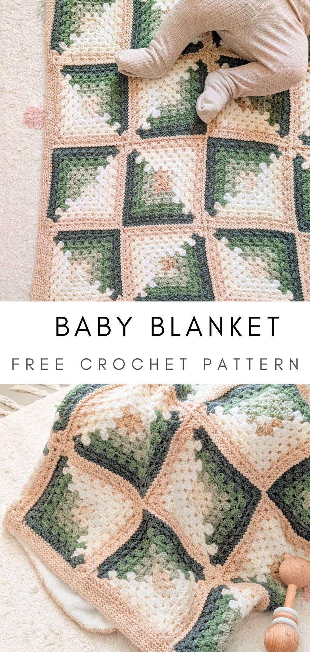 A free log cabin crochet baby blanket pattern.