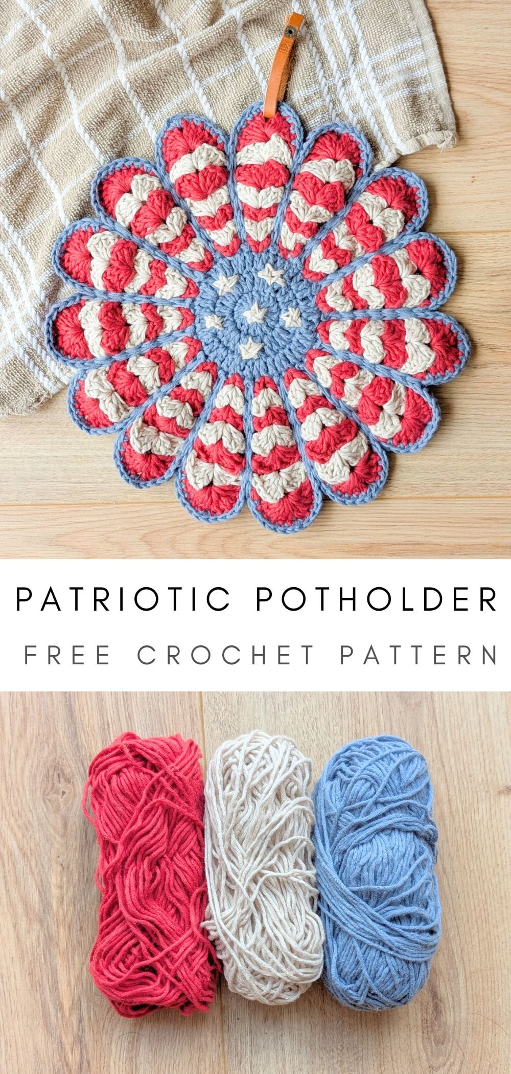 A 4th of July inspired crochet potholder.